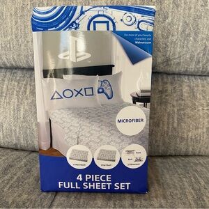 NWT PlayStation Blue and White Microfiber Full size Sheet Set
